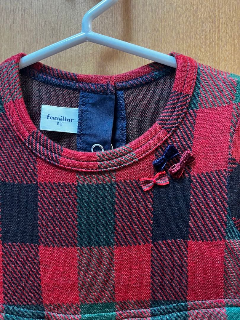 familiar チェック柄 ワンピース 80