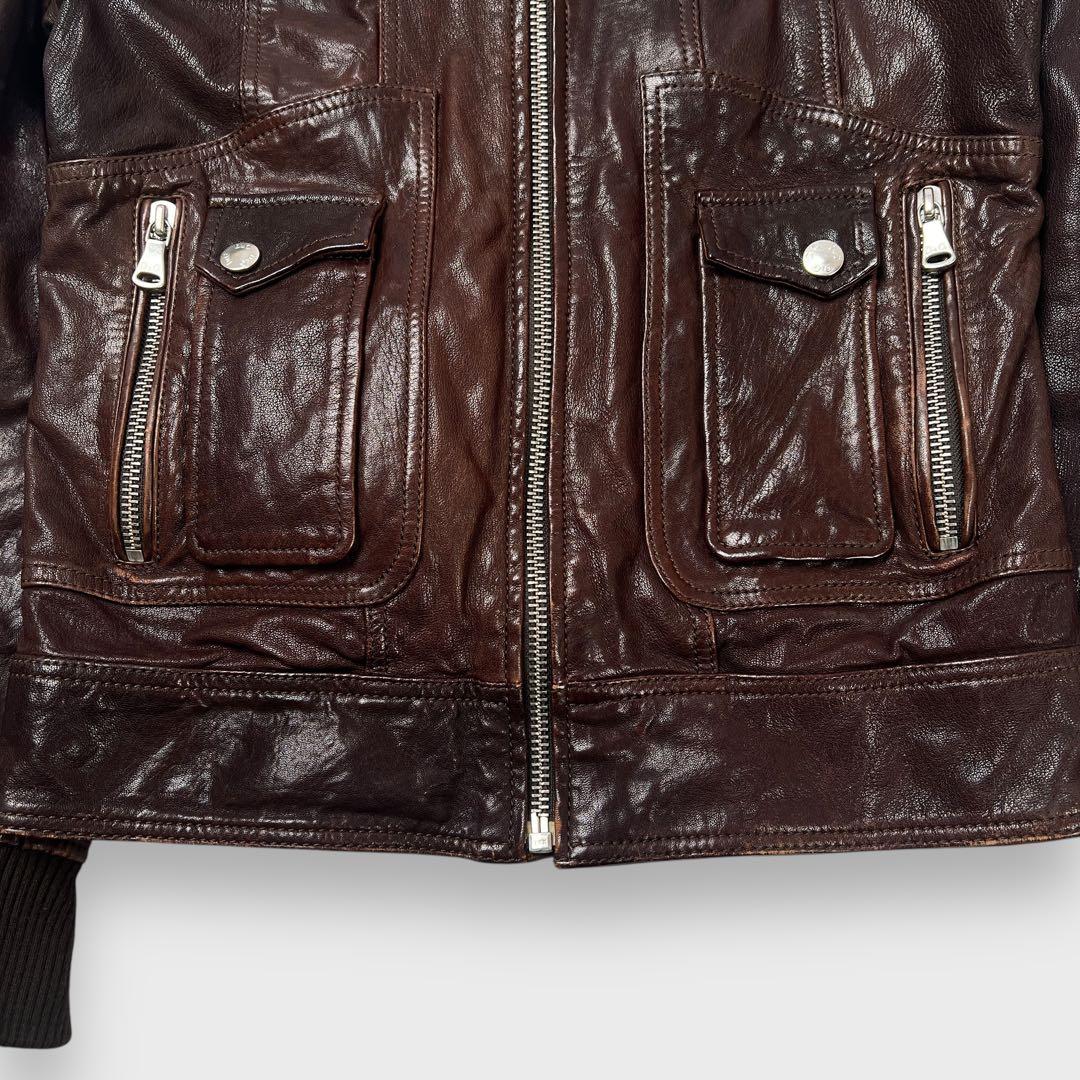 ジャケット・アウター DOLCE&GABBANA leather jacket brown D&G