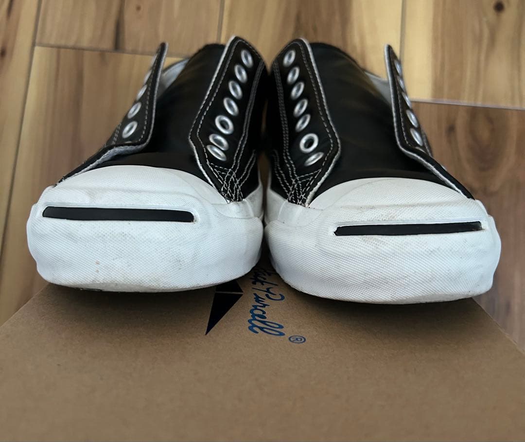 廃盤 コンバース ジャックパーセル レザー ブラック 26cm 箱付き 紐未使用