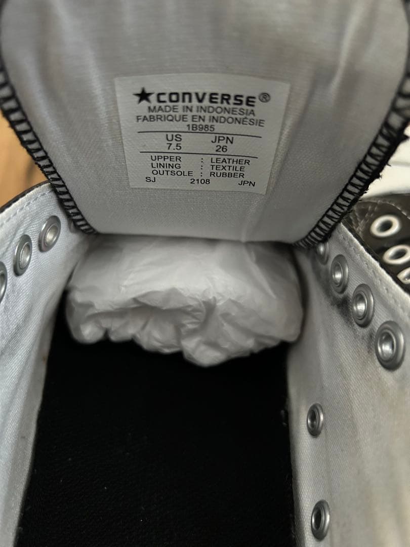 廃盤 コンバース ジャックパーセル レザー ブラック 26cm 箱付き 紐未使用