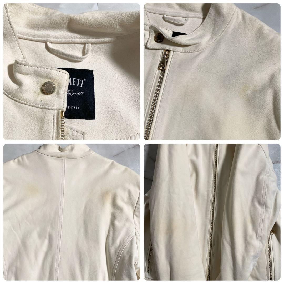 B15938 エンメティ アンドレア ゴートスキン中綿ライダース 白48