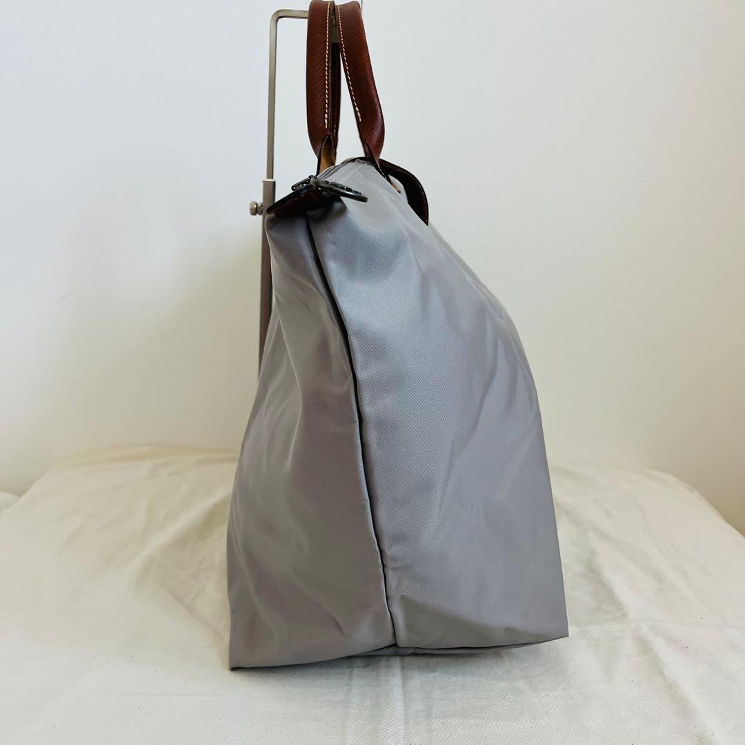 【美品】ロンシャン プリアージュ グレー ボストンバッグ 旅行 正規店カード