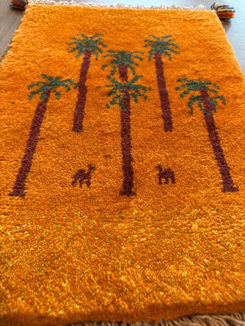 ギャッベ ペルシャ絨毯 42x57cm ギャベ 玄関マット 手織り ラグ 絨毯