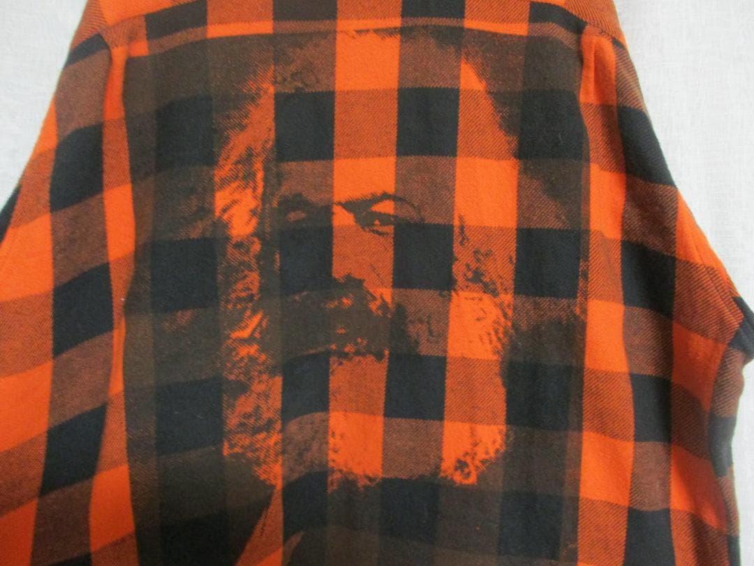 AFFA 思想家 ネルシャツ マルクス オレンジ×ブラック ｌサイズ 激レア
