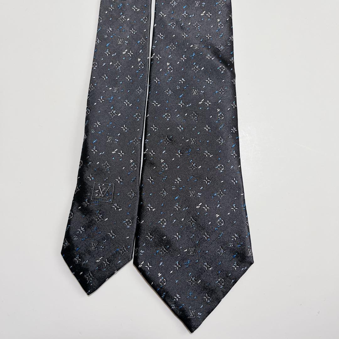 美品 ルイヴィトン ネクタイ ハイブランド モノグラム 光沢 ジャガード織り