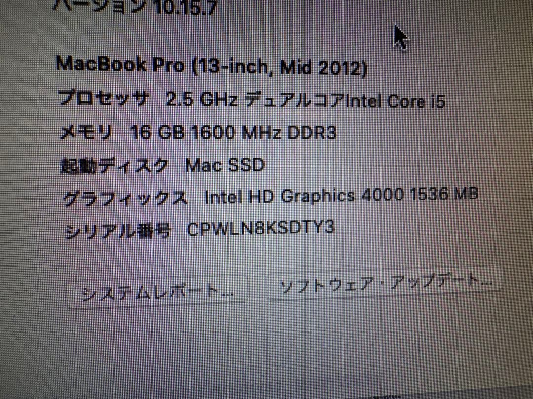 MacBook Pro 13 Mid2012 16GB SSD換装 HDD増設