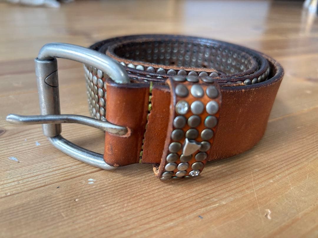 HTC スタッズラインストーンレザーベルト　M