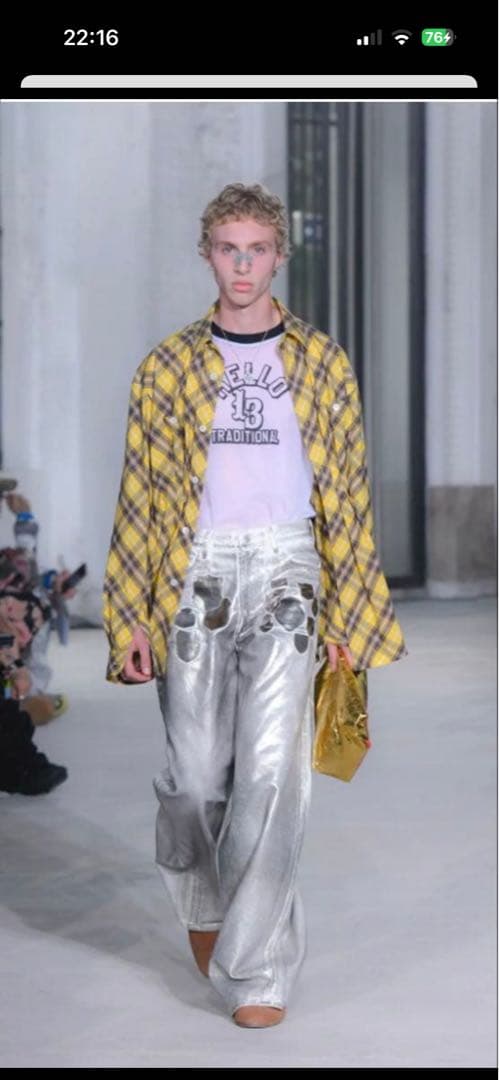 パンツ MASU MASU BOYS EMBLEM BAGGY JEANS(SILVER