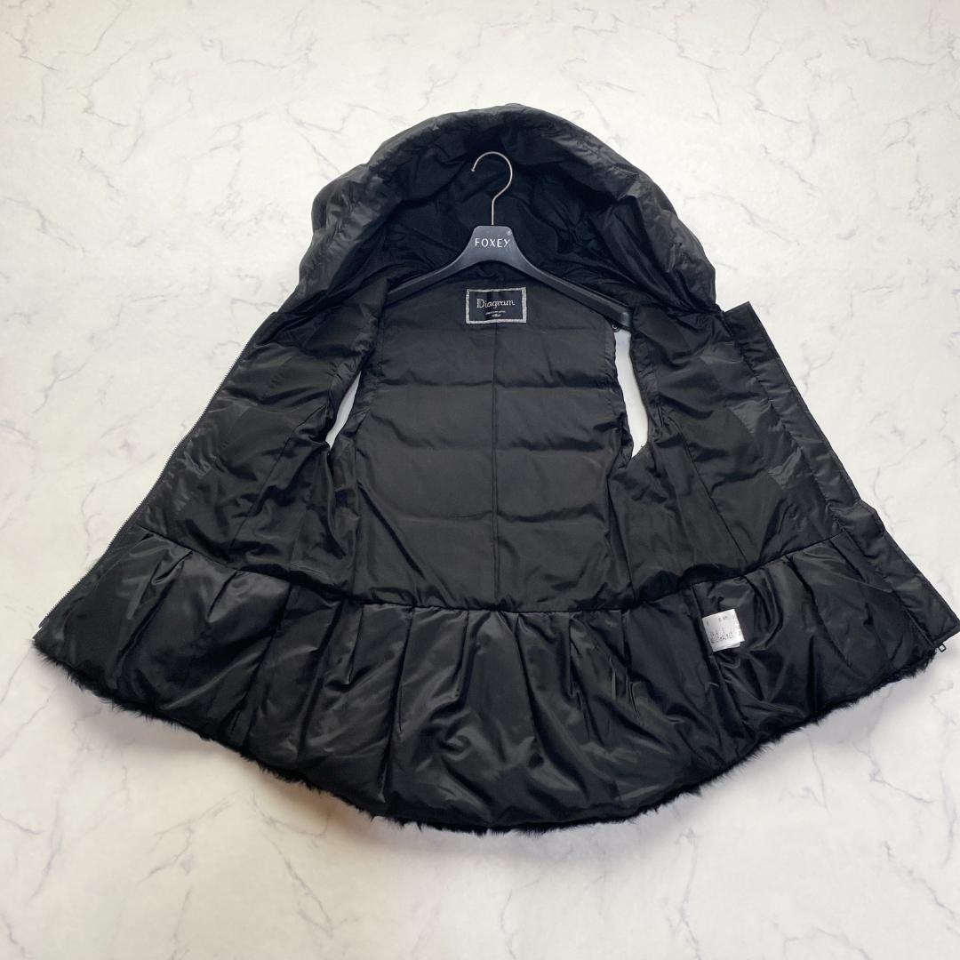 ダイアグラム ラムファーダウンベスト 切替 レザー ブラック 36 フード