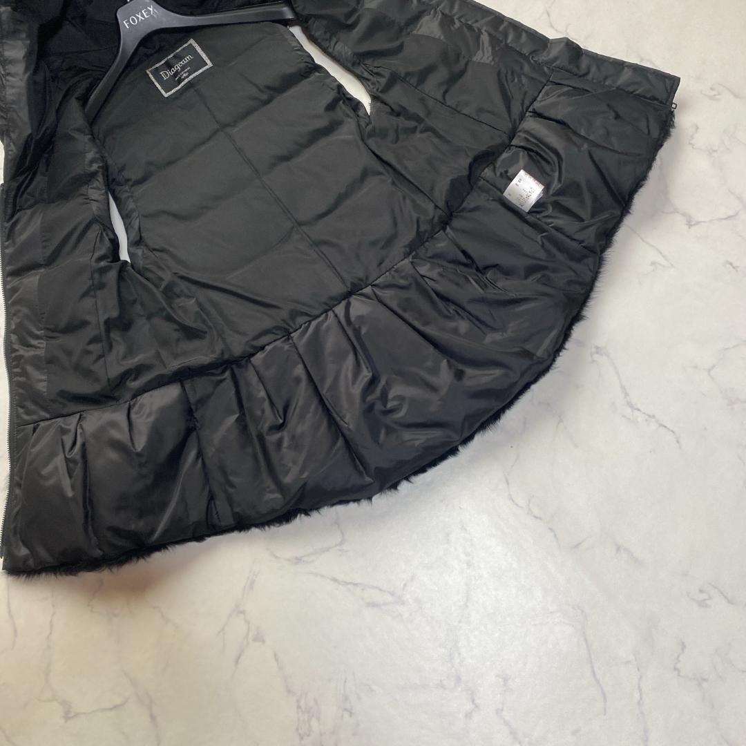 ダイアグラム ラムファーダウンベスト 切替 レザー ブラック 36 フード