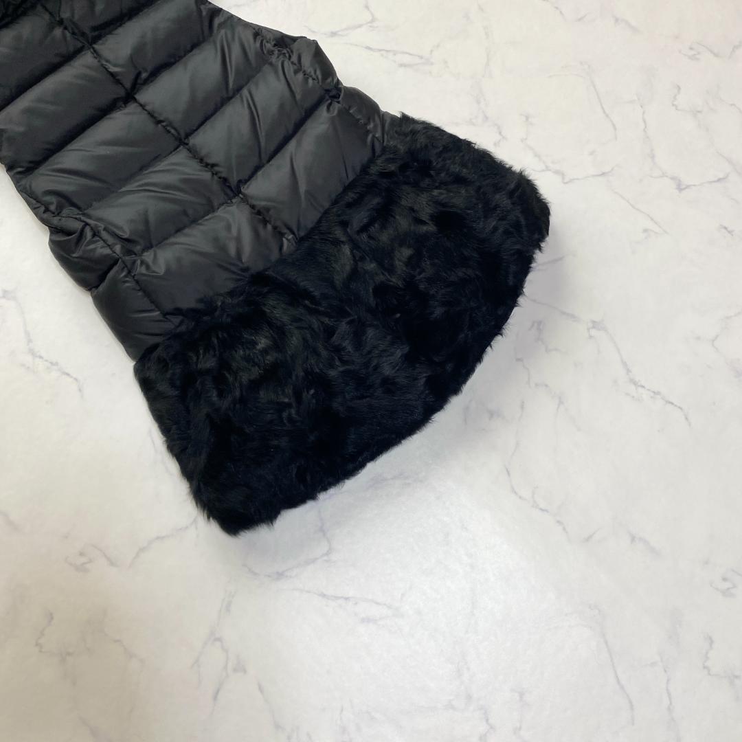 ダイアグラム ラムファーダウンベスト 切替 レザー ブラック 36 フード