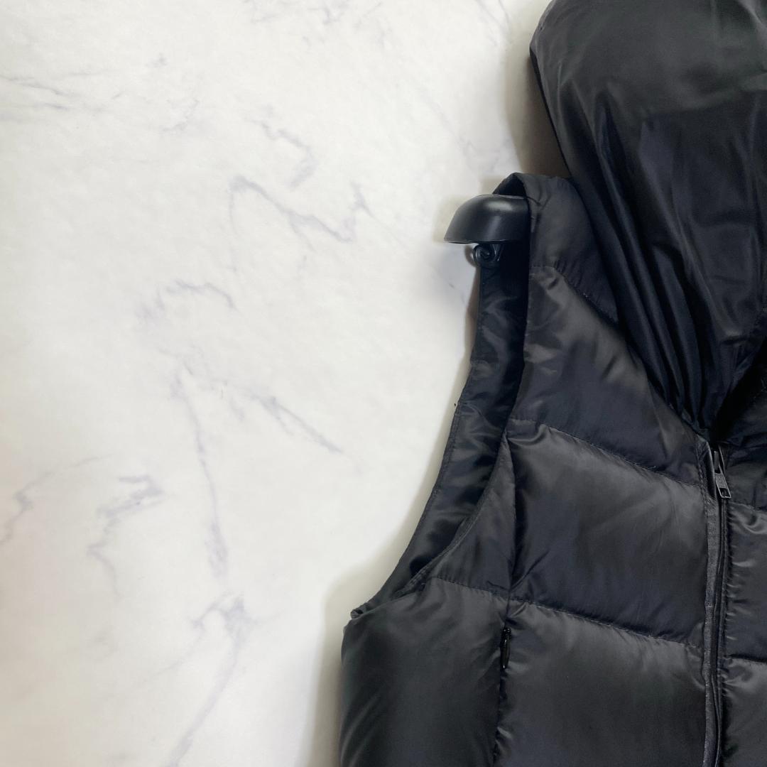 ダイアグラム ラムファーダウンベスト 切替 レザー ブラック 36 フード