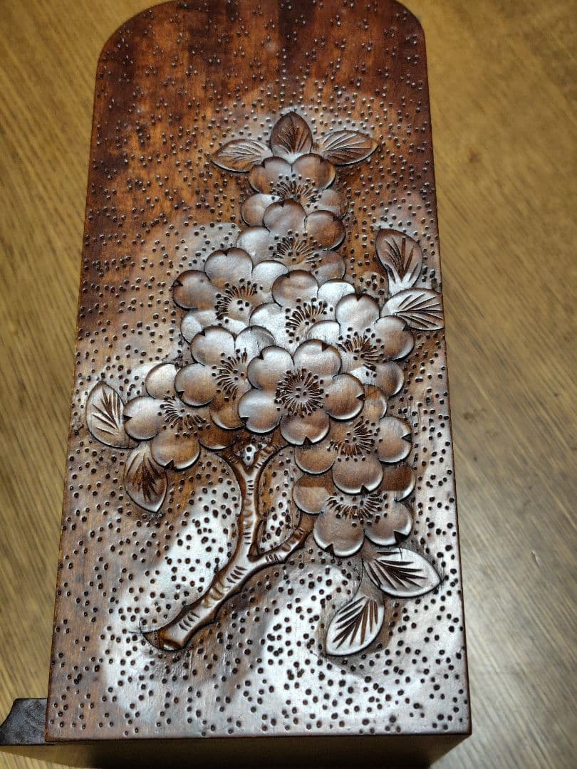 軽井沢彫木製雑貨 花彫刻付き