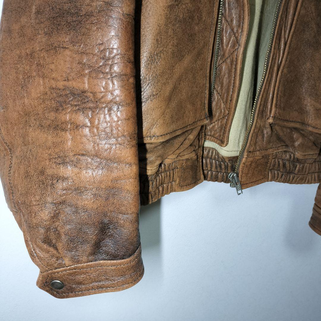 Houston ヒューストン ヴィンテージ フェード ラムレザー ジャケット L