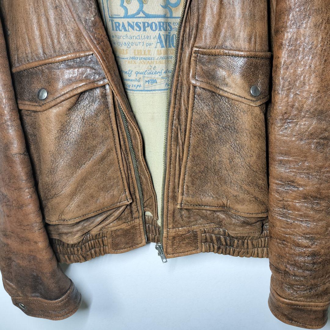 Houston ヒューストン ヴィンテージ フェード ラムレザー ジャケット L