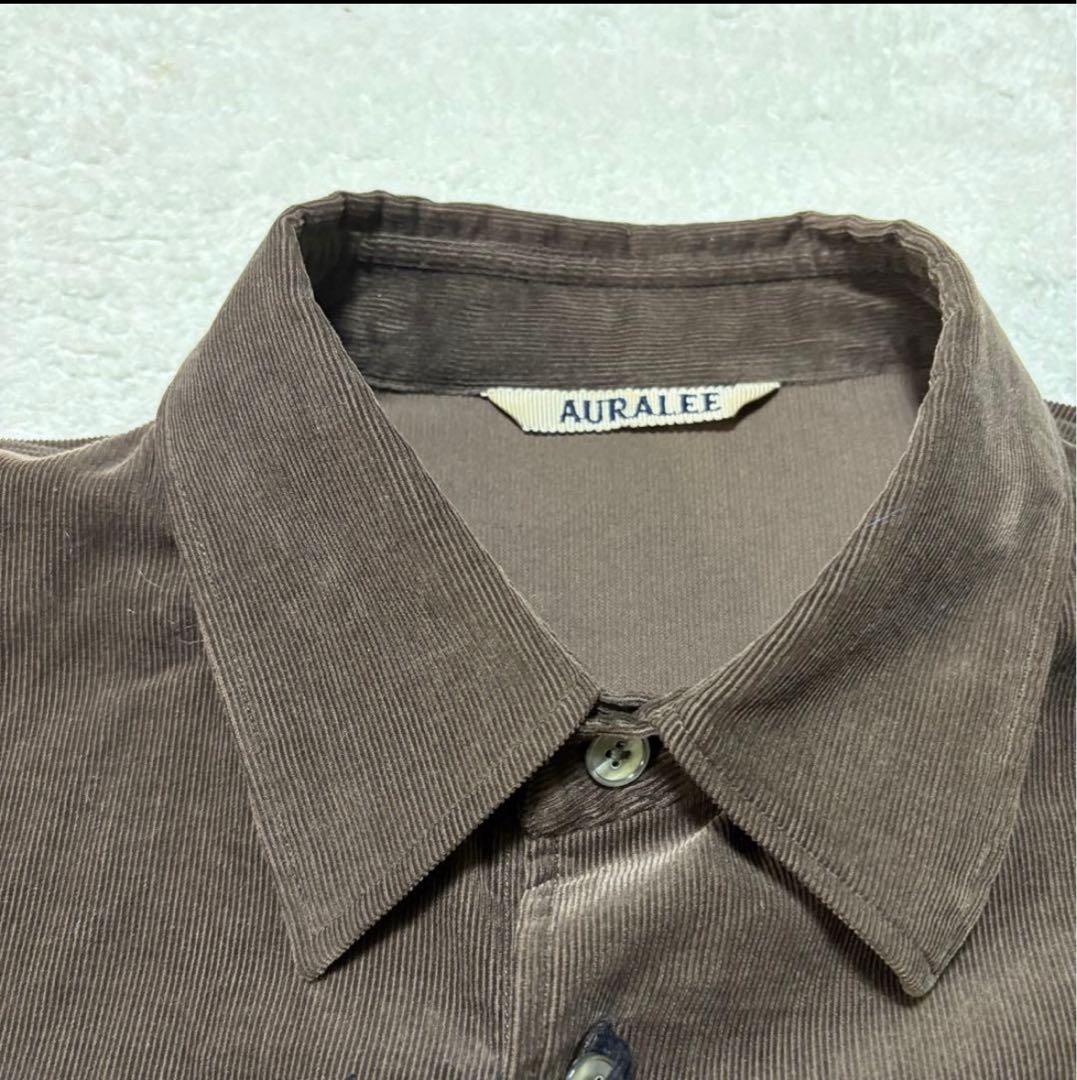 【極美品】AURALEE☆コーデュロイシャツ☆3☆ダークブラウン