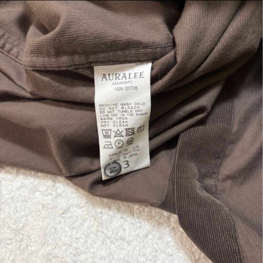 【極美品】AURALEE☆コーデュロイシャツ☆3☆ダークブラウン