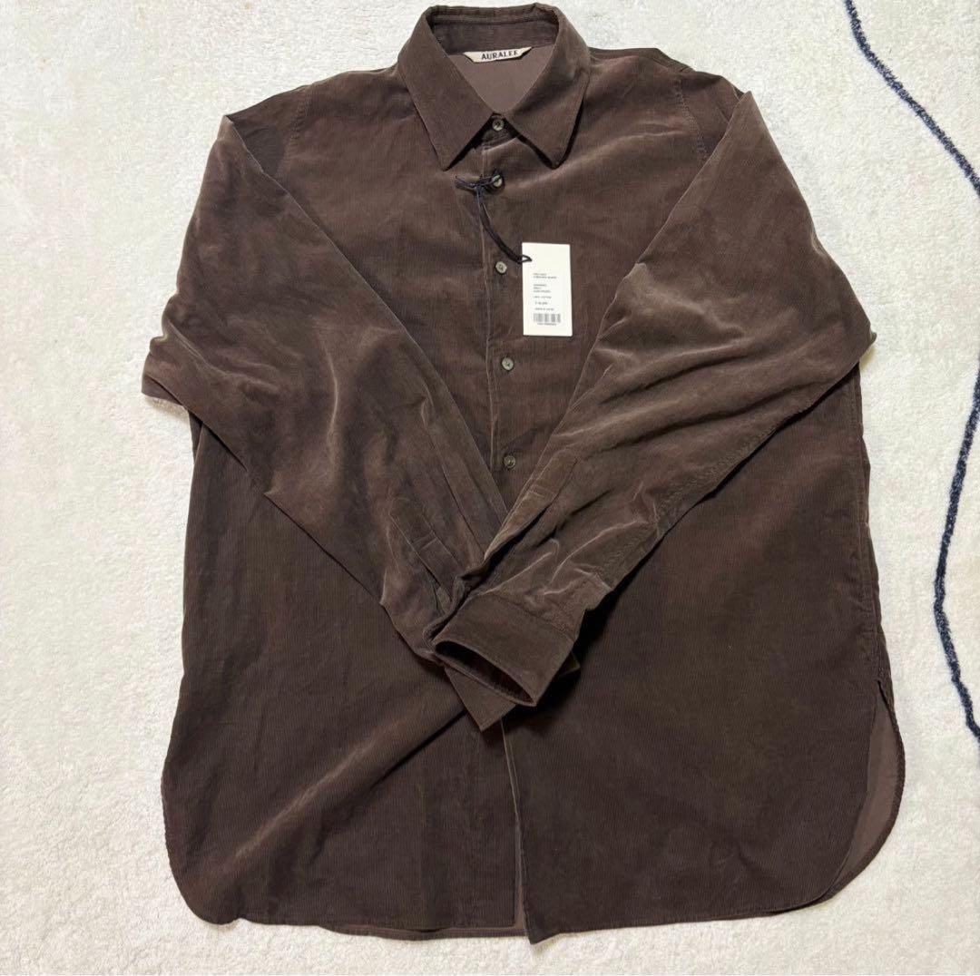 【極美品】AURALEE☆コーデュロイシャツ☆3☆ダークブラウン