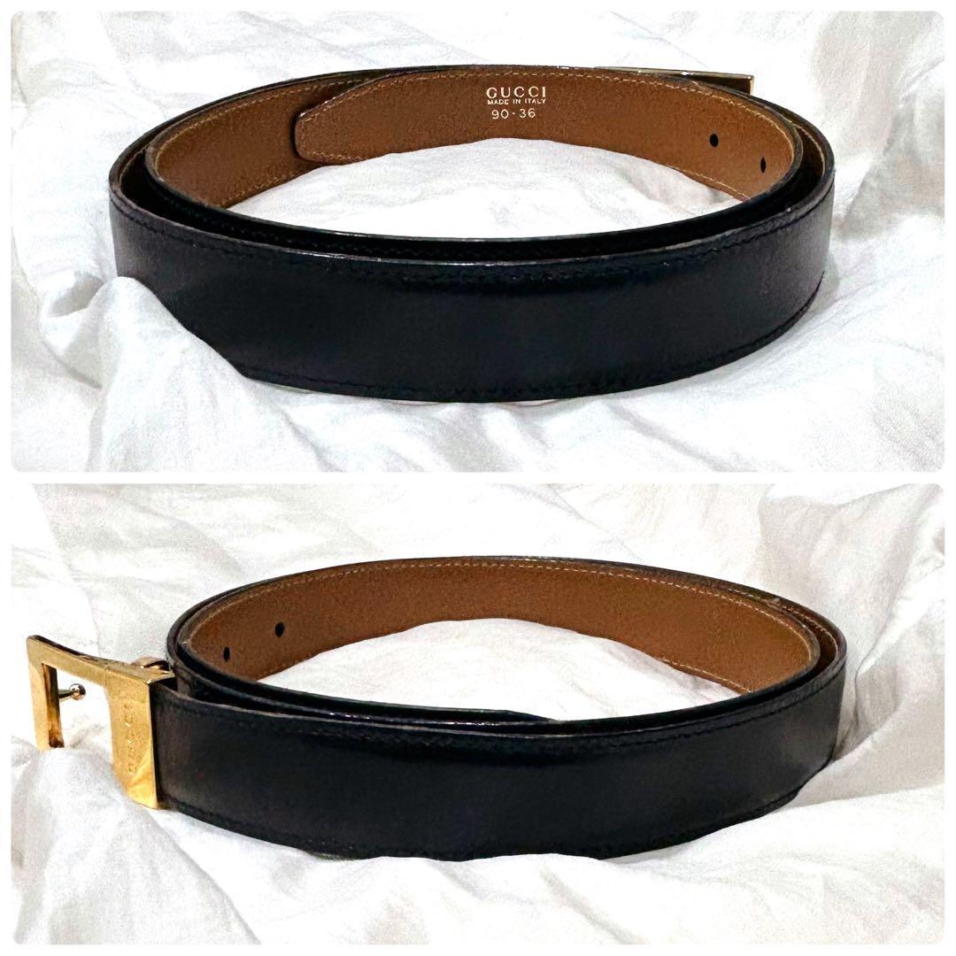 グッチ ベルト 刻印　ゴールド金具　バックル レザー 表記サイズ 90・36