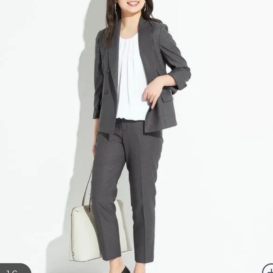 【限定値下げ】AOKI 麻調グレー スーツ上下セット15号