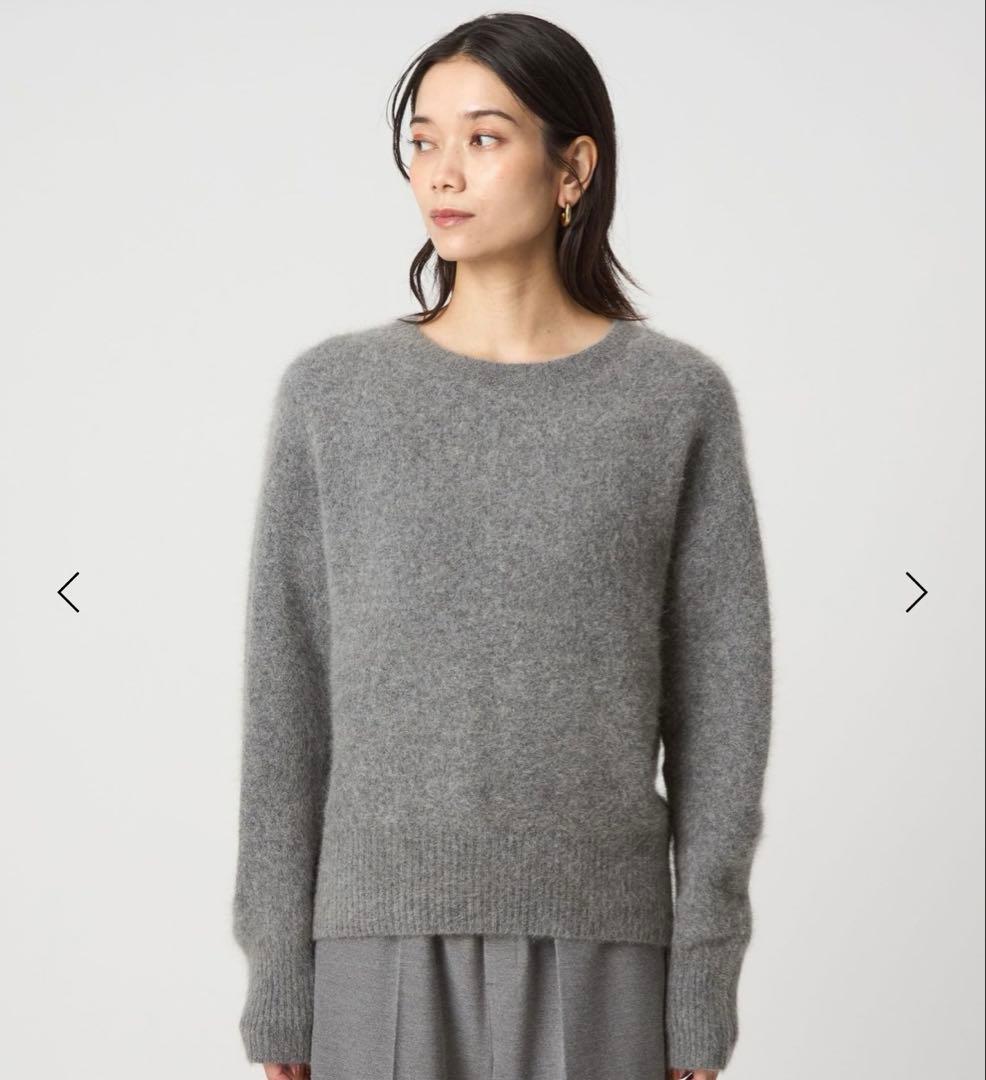 ヘアリーニット　グレー　グリーンレーベルリラクシング