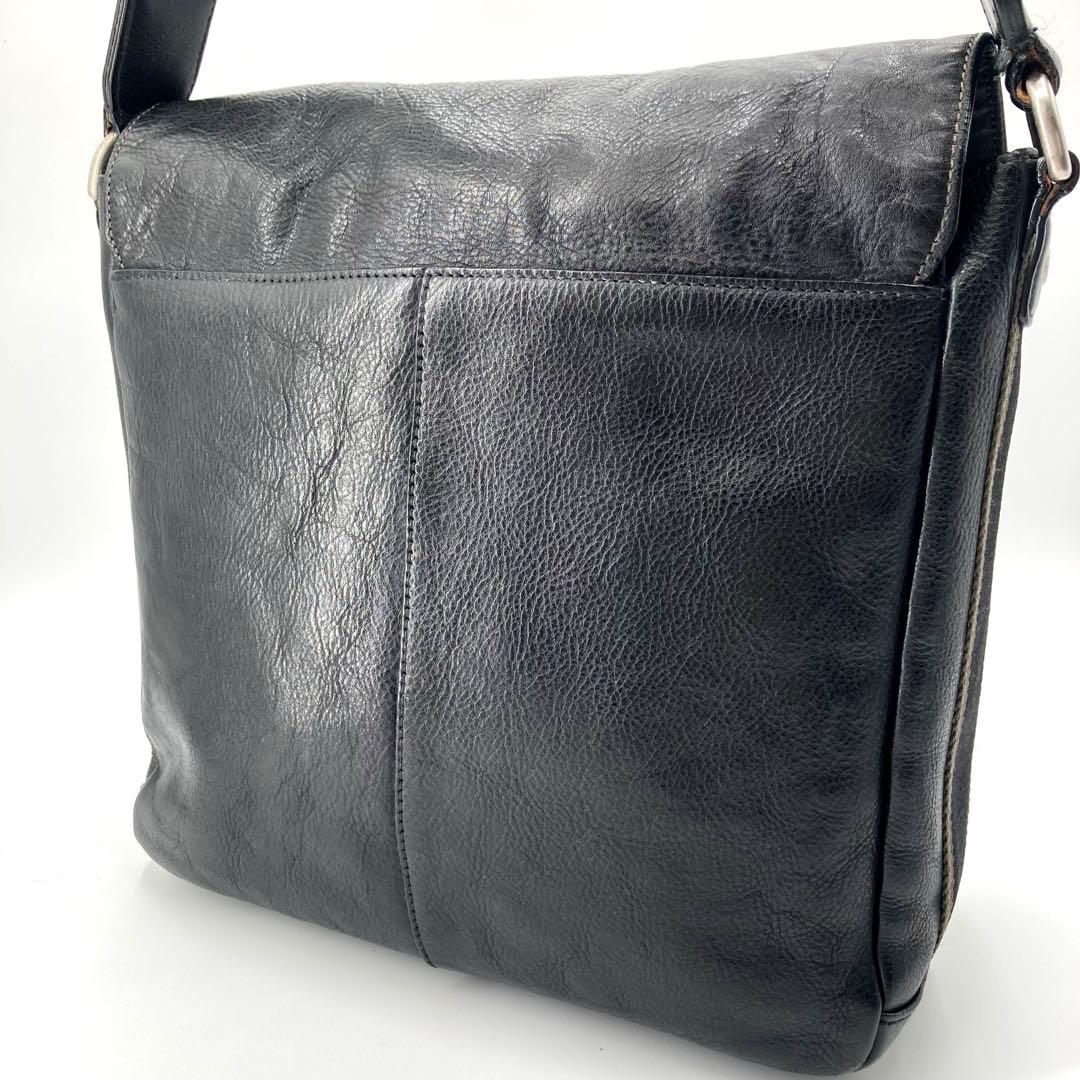 美品✨COACH コーチ メッセンジャーバッグ ヘリテージ レザー フラップ 黒