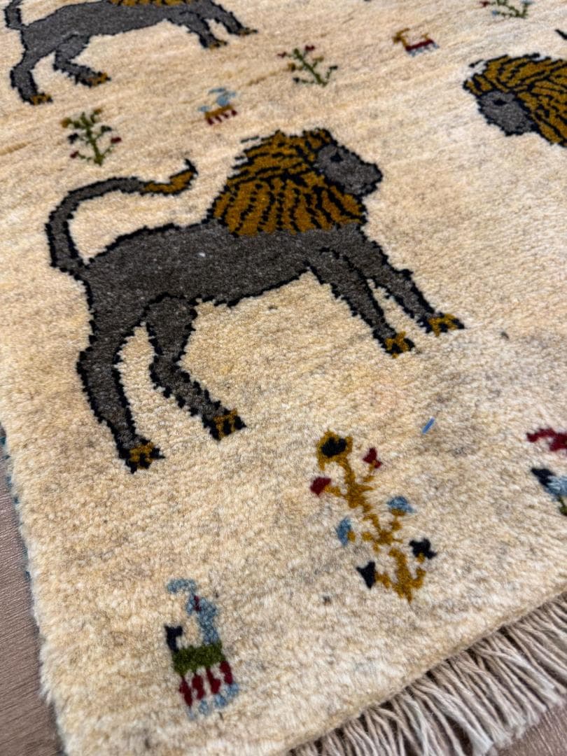 ギャッベ 67x92cm ペルシャ絨毯 手織り ギャベ 玄関マットラグ 絨毯