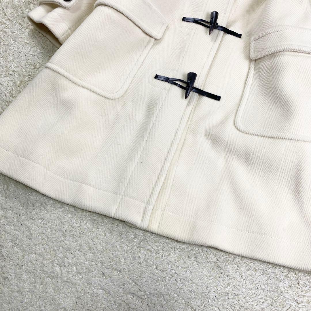 23区 ロングダッフルコート ヘリンボーン フード 大きサイズ 48 ホワイト