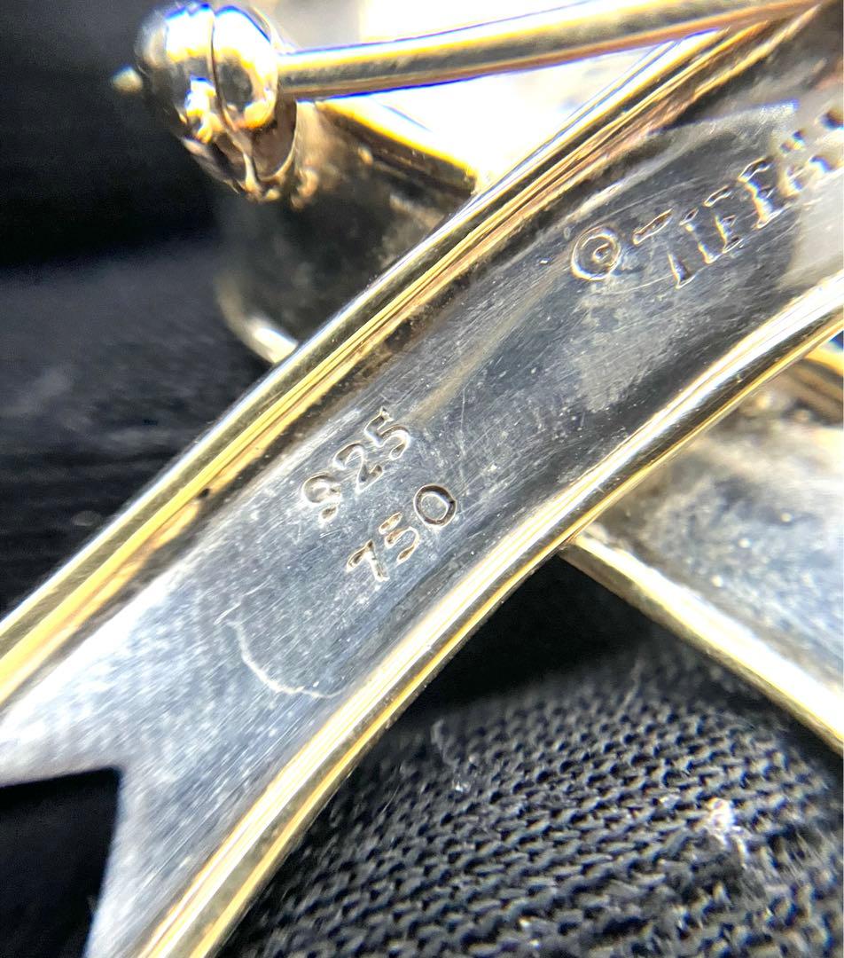 ティファニー　リボンブローチ　SV925 K18 750YG シルバー　ゴールド