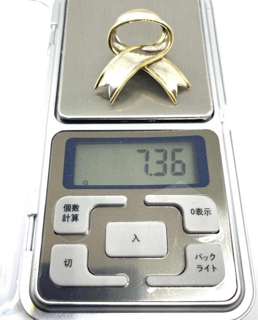 ティファニー　リボンブローチ　SV925 K18 750YG シルバー　ゴールド
