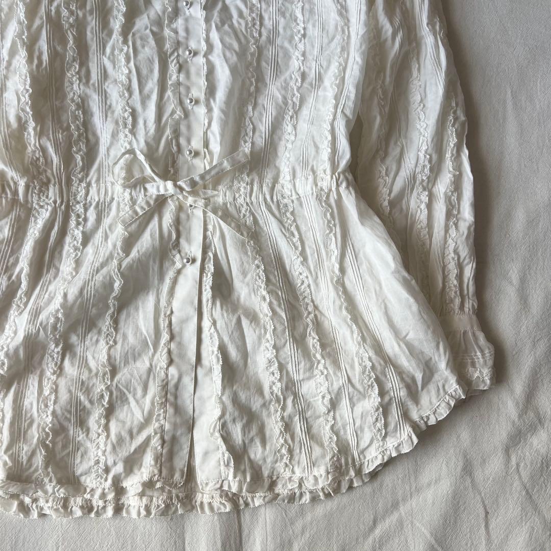 【高級】PINK HOUSE ピンクハウス フリル シャツ デザイン◎ ホワイト