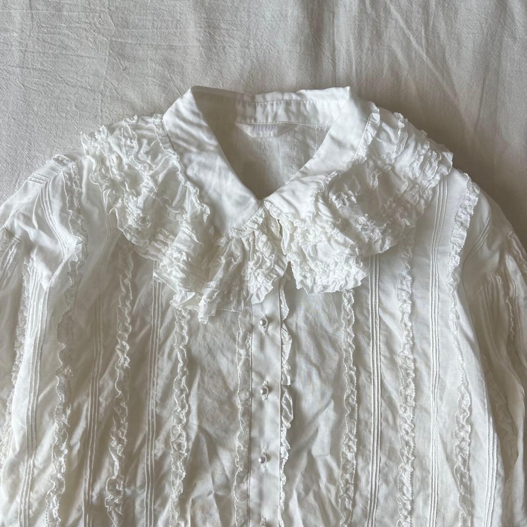 【高級】PINK HOUSE ピンクハウス フリル シャツ デザイン◎ ホワイト