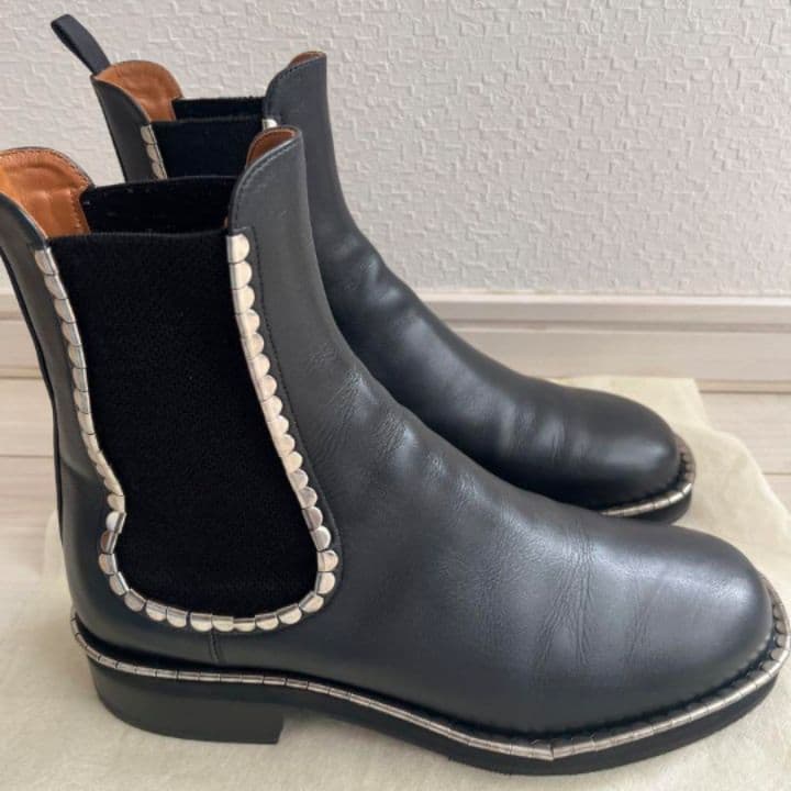 クロエ サイドゴアブーツ ショートブーツ レザー ブラック