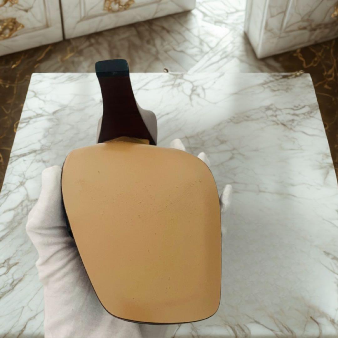 GUCCI サンダルGGキャンパス　ウッドリボンヒール　ブラック