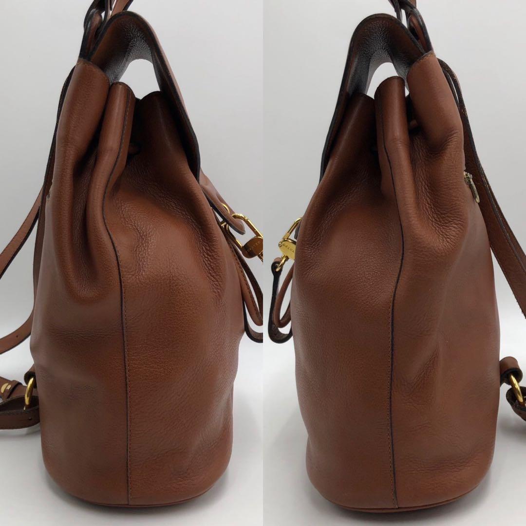 ［美品］デルヴォー カーフ レザー 本革 リュックサック バックパック