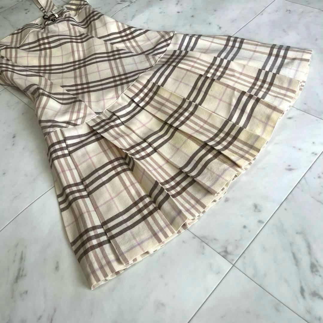 Burberrバーバリー　キャミソール　ノバチェック　ベルト　プリーツ　Aライン