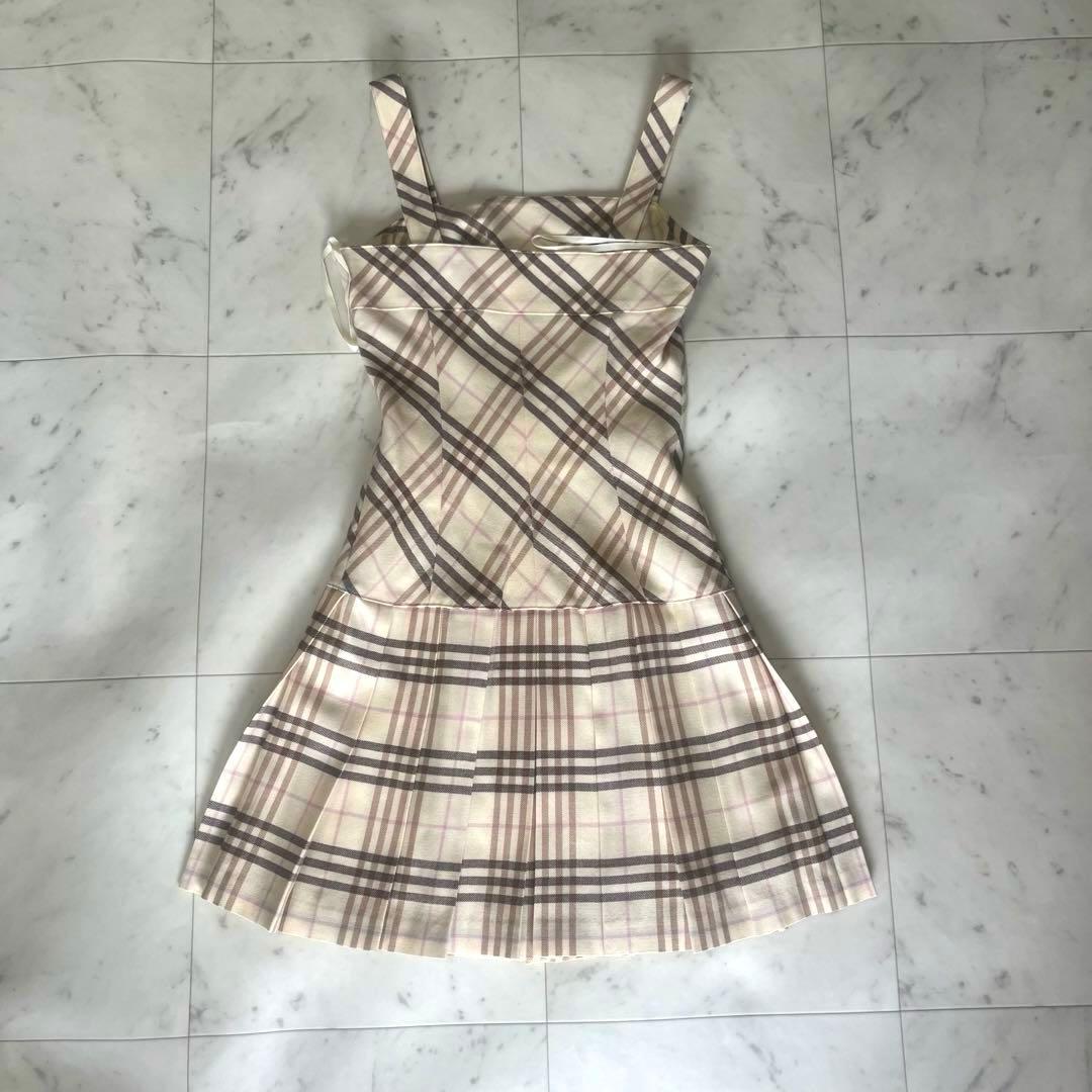 Burberrバーバリー　キャミソール　ノバチェック　ベルト　プリーツ　Aライン