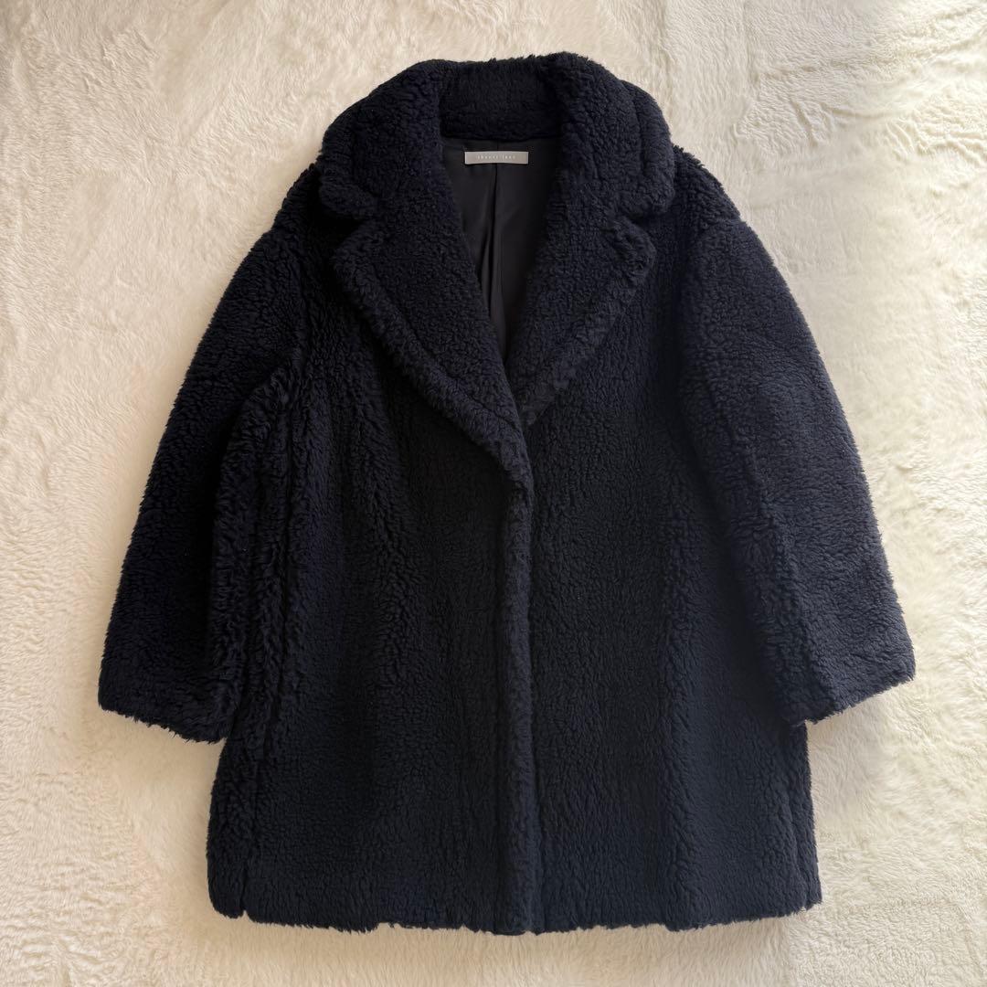 セオリーリュクス テディベア コート ボアコート ネイビー