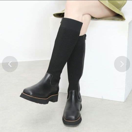 あしながおじさん伸縮性があって履きやすい厚底ソックスロングブーツ 23.5