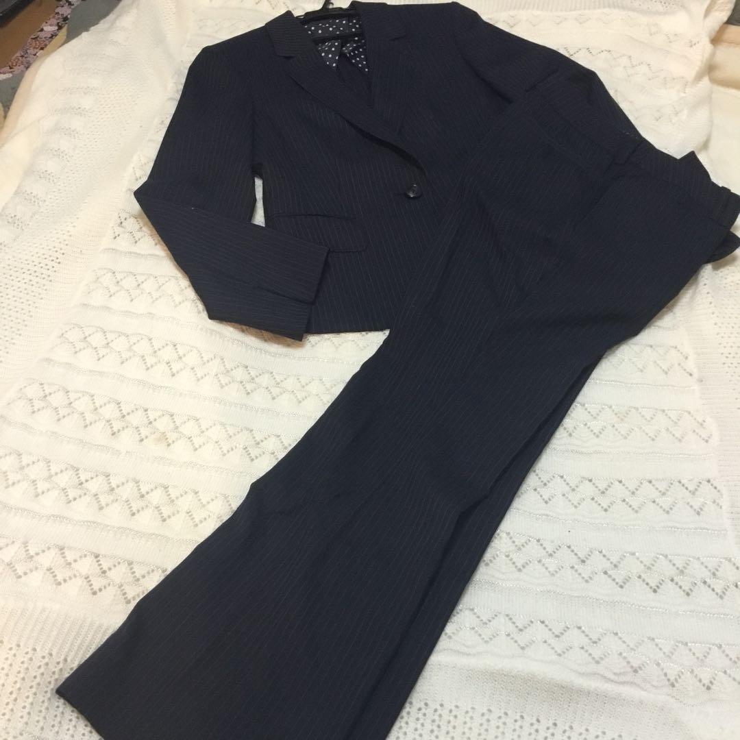 未使用　新入学スーツ　３点セット　紺ストライプ　１３号　nline