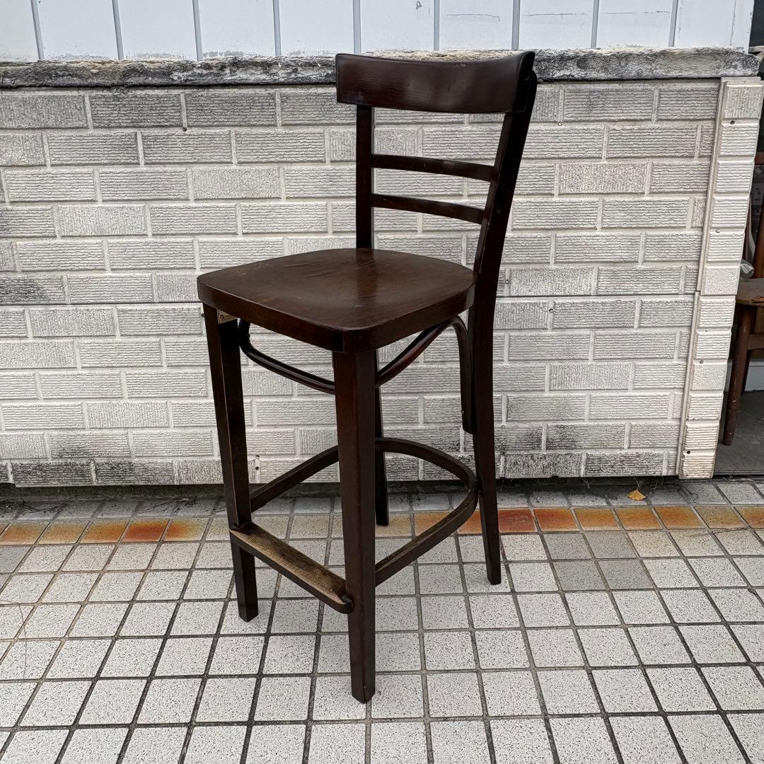 ⑸ 北欧レトロ 木製椅子 ベントウッドハイスツール バーチェア ビンテージ