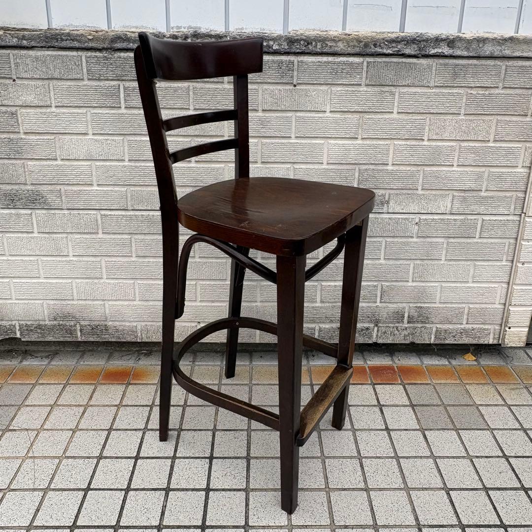 ⑸ 北欧レトロ 木製椅子 ベントウッドハイスツール バーチェア ビンテージ