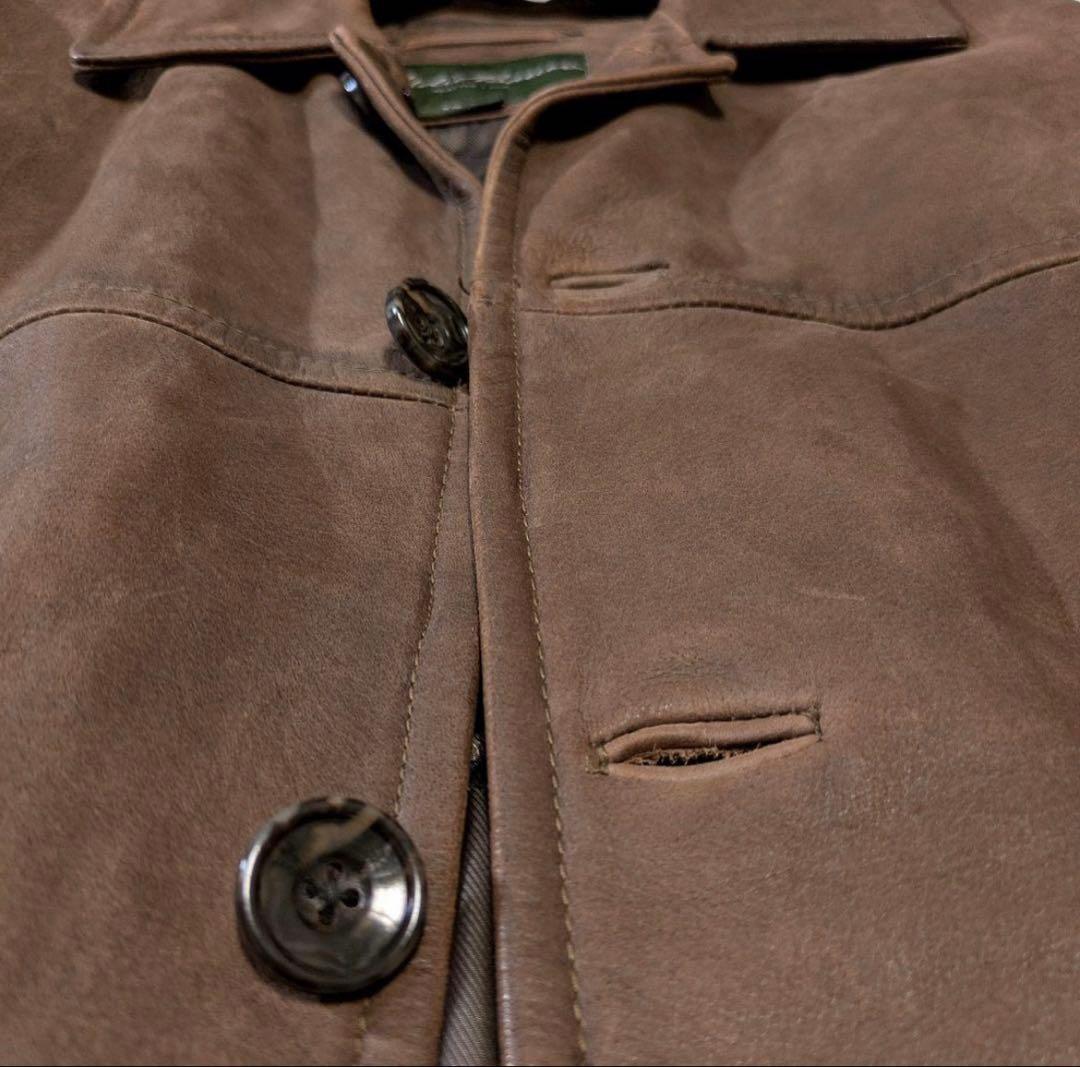 【美品】　エディー・バウアー　レザー カーコート　茶色　Lサイズ