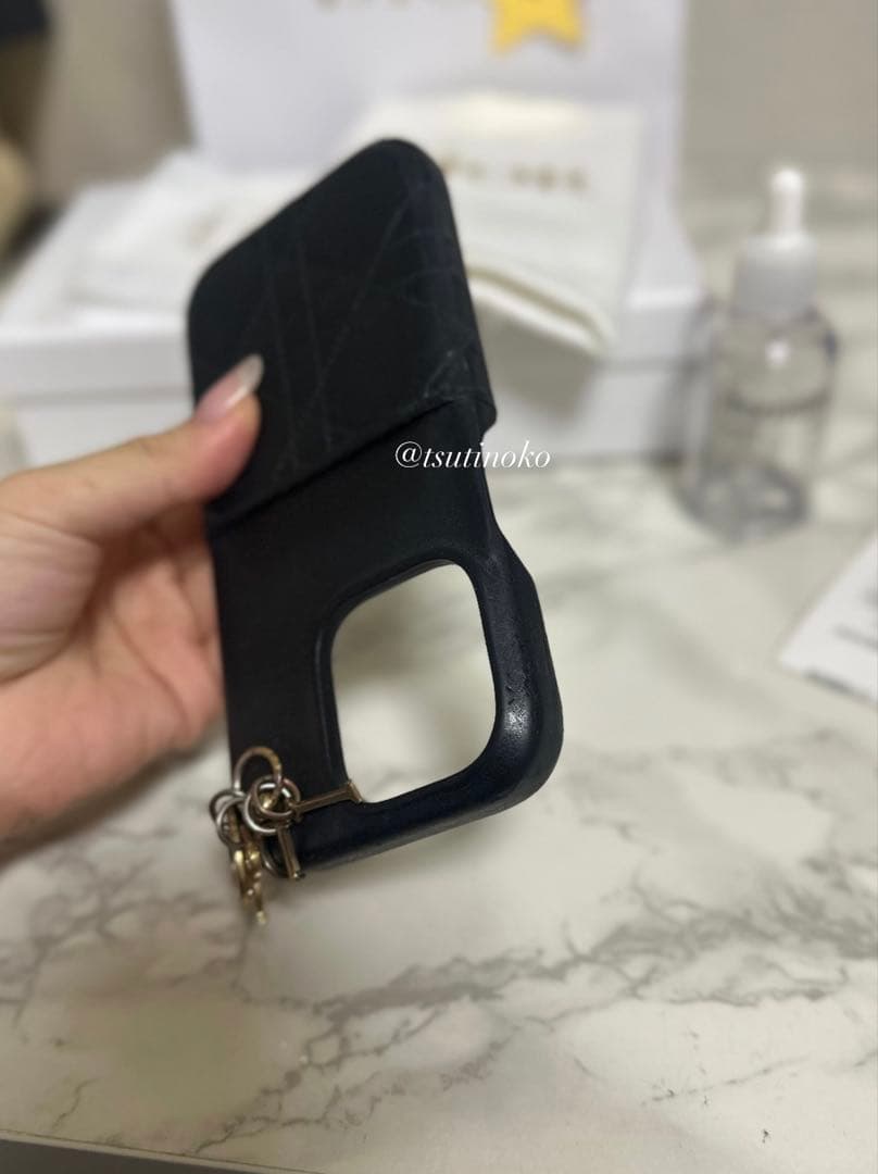 Dior ブラックレザー iPhone14proケース