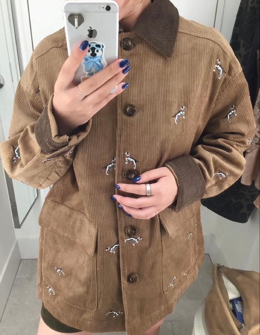 【新品未使用】 コットンコーデュロイジャケット ジャケット 犬柄