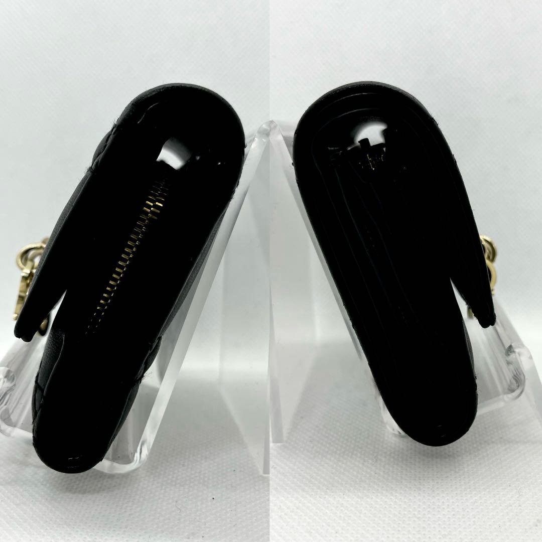 使用感少/現行✨ディオール 三つ折り財布 カナージュ グリシーヌ ロゴ ブラック