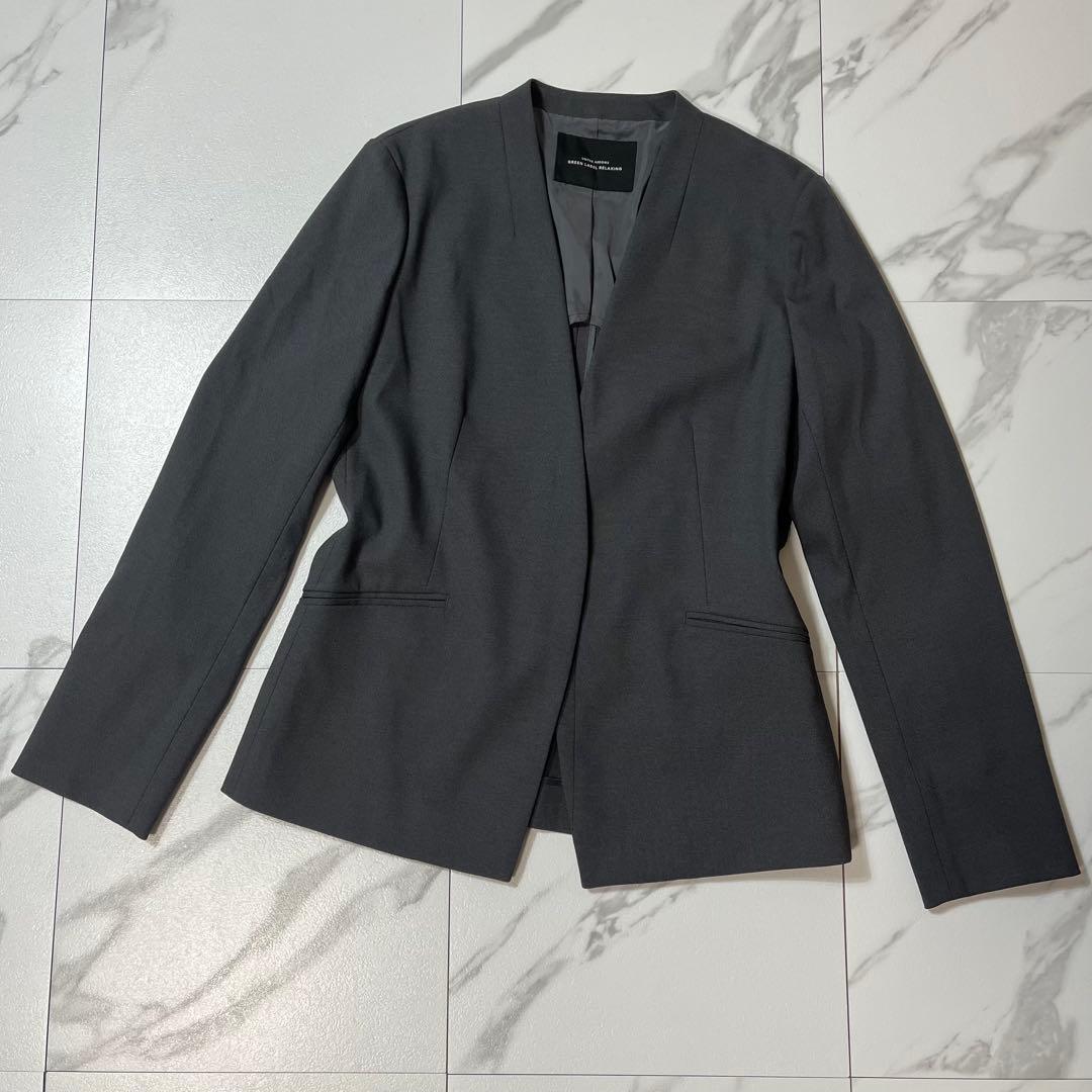 極美品 グリーンレーベルリラクシング 洗える パンツスーツ セットアップ L