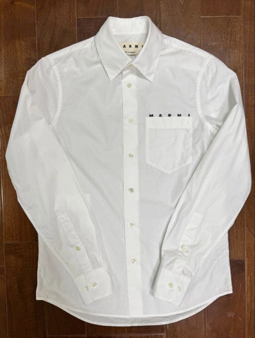 MARNI ホワイト 白 44 ポケット付き長袖シャツ マルニ