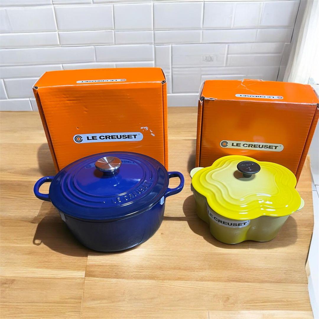 【新品未使用】ルクルーゼ 鍋 2点セット ネイビー22cm / イエロー20cm