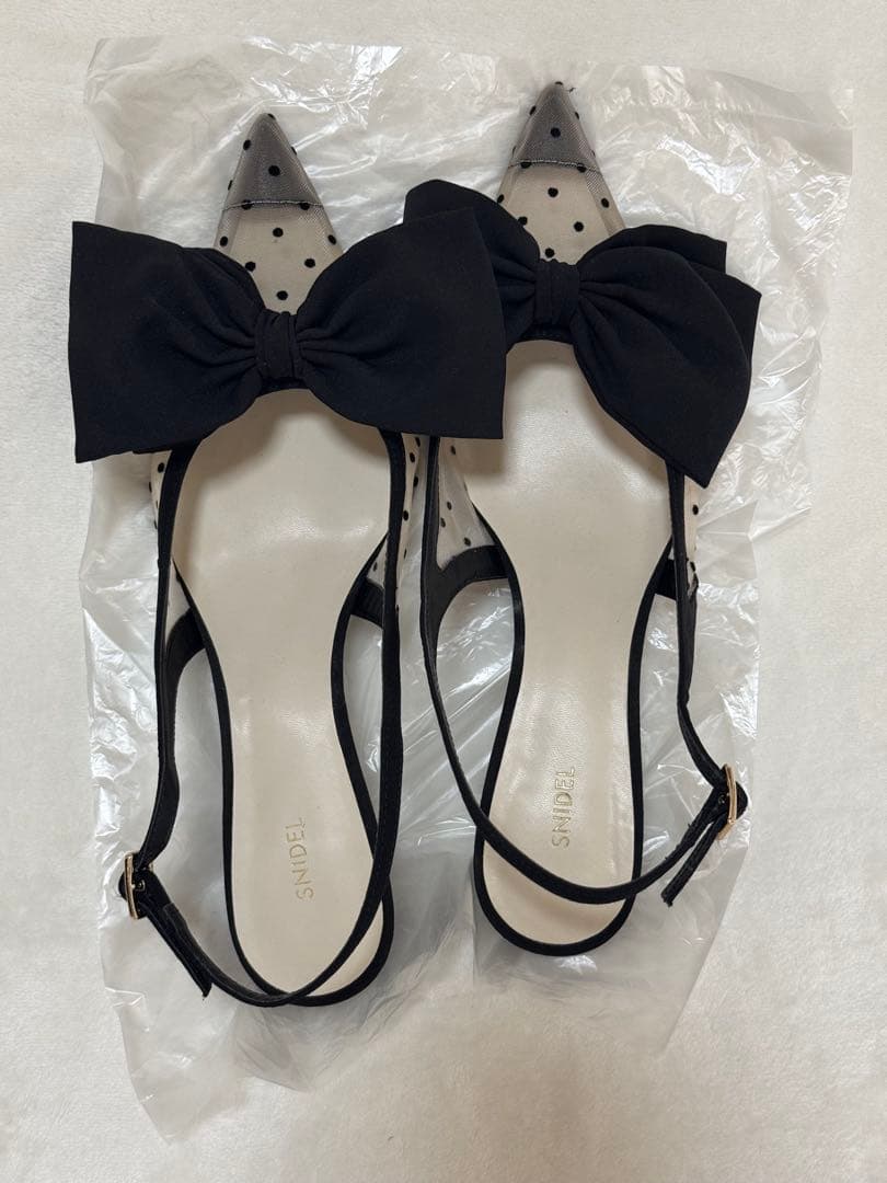最終値下げ スナイデル ドットメッシュリボンモチーフサンダル レディース